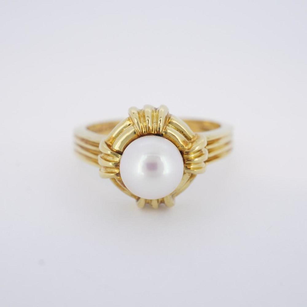 Tiffany Ring K18YG Yellow Gold Pearl Ladies - Picture 3 of 11